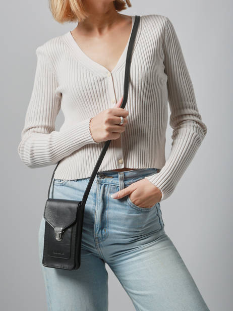 Telefoontas Leder Paul marius Zwart vintage TELEPHON ander zicht 1